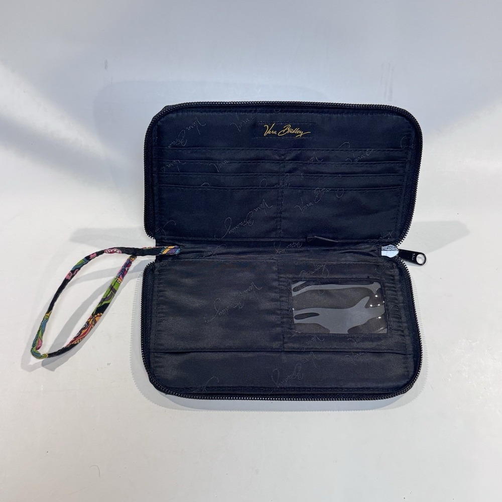 Vera Bradley Wristlet Wallet Quilted Black w Multi Color Paisley Symphony in Hue - Picture 6 of 10